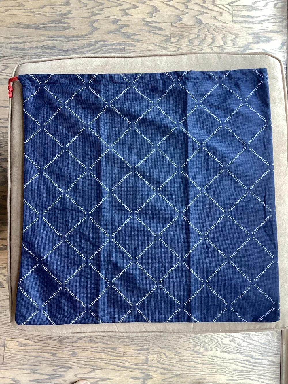 Tignanello Navy Logo Dust Bag with Red Drawstring